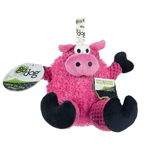 Checkers Sitting Pig Squeaky Plush Dog Toy (Small)