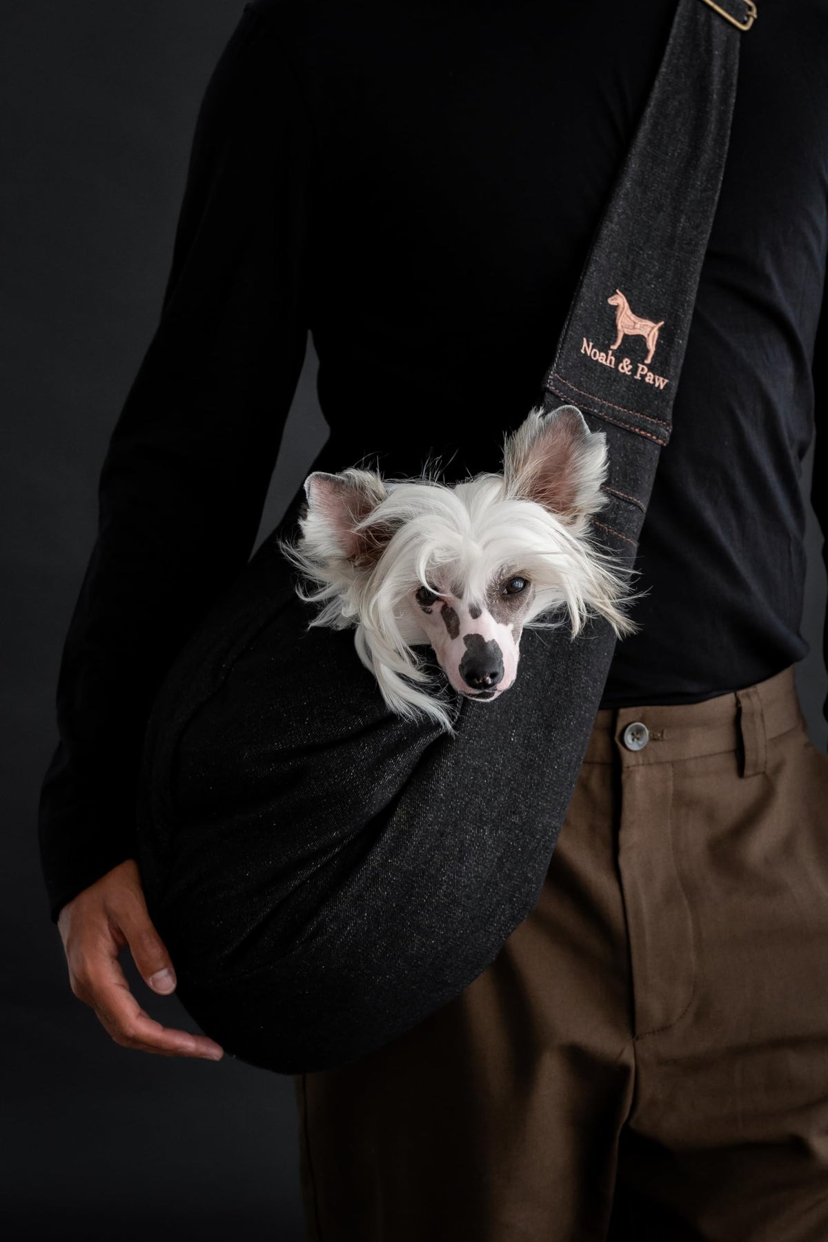 Dog Sling Carrier for Small Dogs 5 (Black (Denim) / 18.0"L x 10.0"W x 6.5"H)