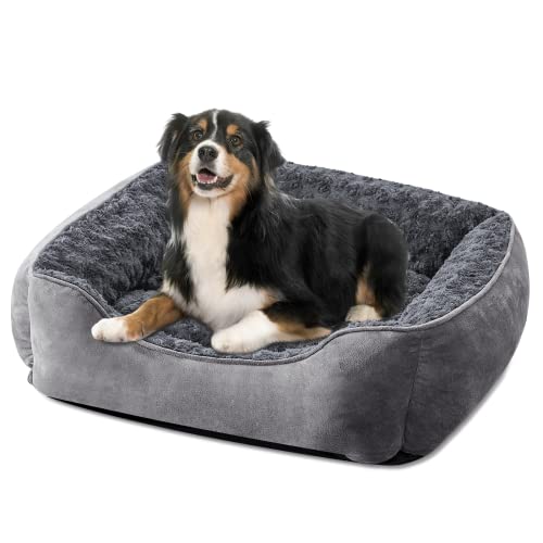 Rectangle Dog Bed for Large Medium Small Dogs (Dark Grey / XL(35"x 25"x 10"))
