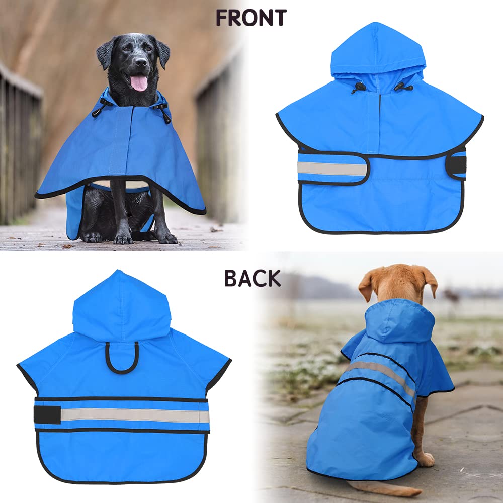 Dog Raincoat Reflective Dog Rain Jacket Waterproof Hooded Ponch Dog Rain Coat for Small Medium Large Dogs (Sky Blue / XX-Large)