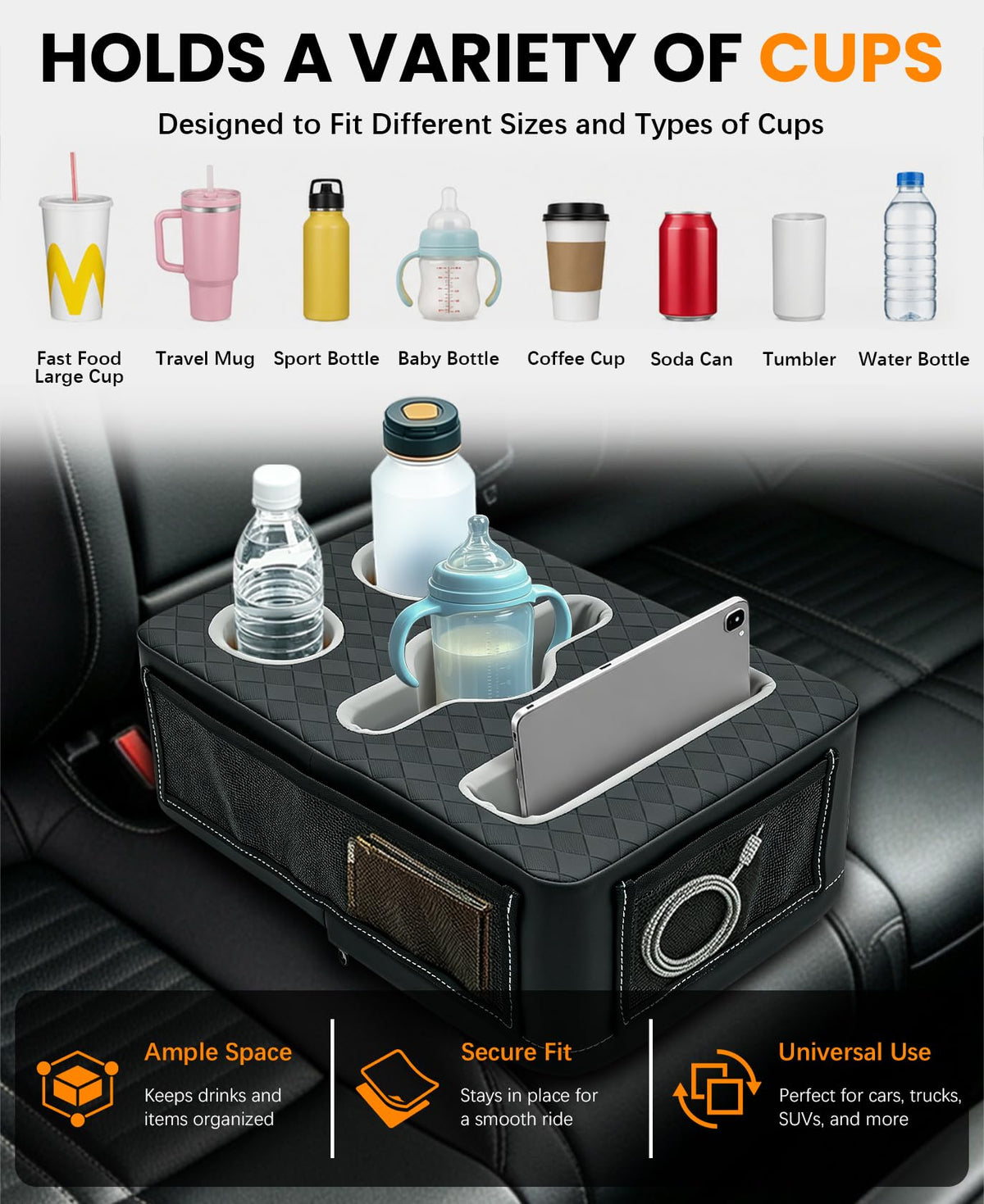 Car Cup Holder Back Seat Cup Holder for Car Truck Bed Organizer (15 X 10X 5.3Inch)