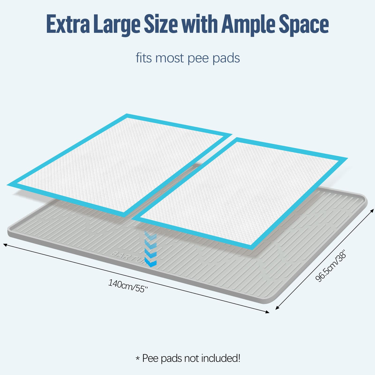 Pee Pad Holder for Dogs 55"x 38" Extra Large Silicone Puppy Pee Pad Tray (55"x38")