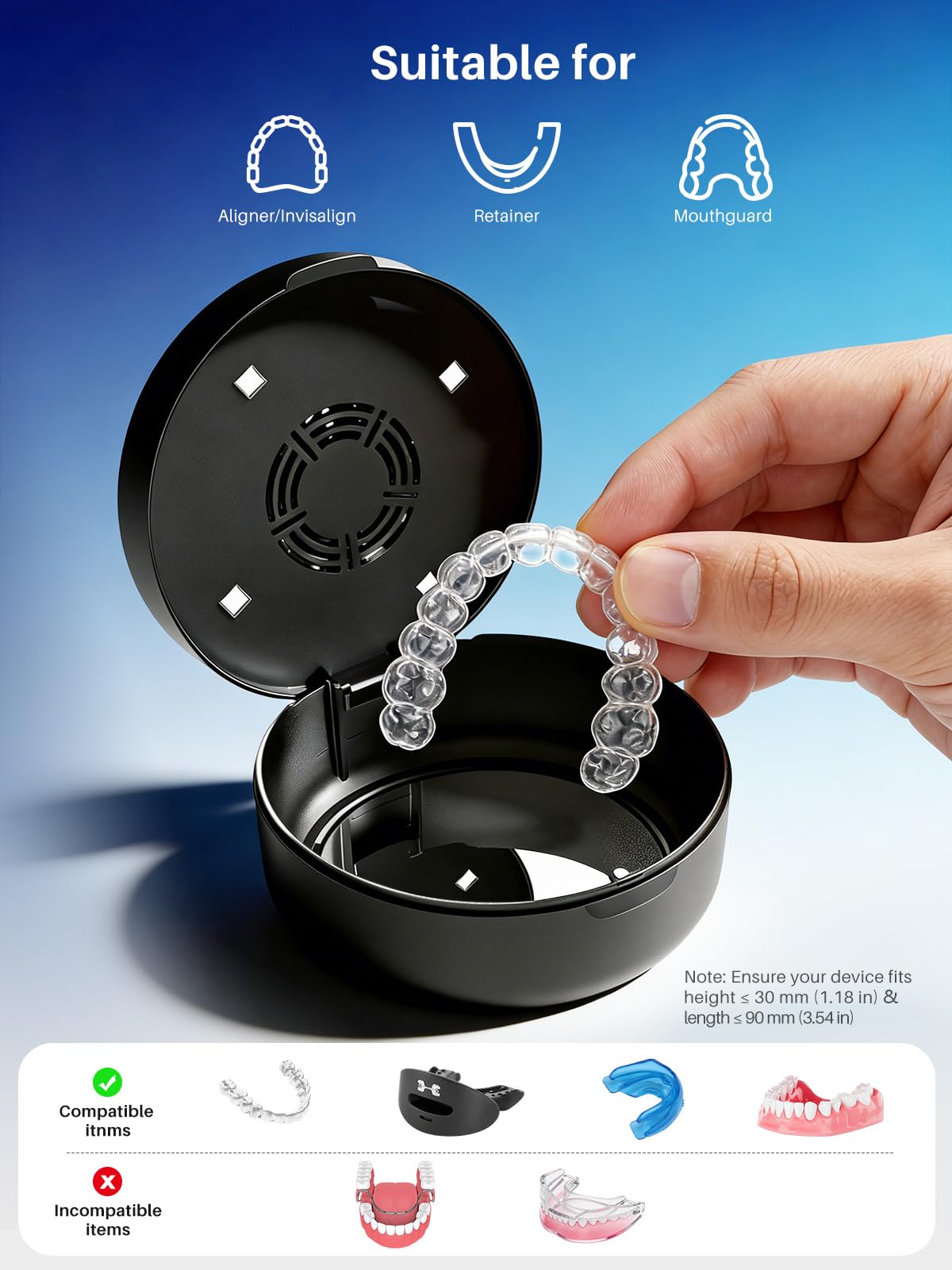 U V Retainer Case with Fan (Black)