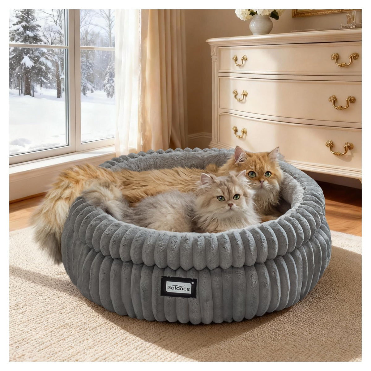 Cat Bed Kitten Bed (24.0"L x 24.0"W x 9"Th / Grey)