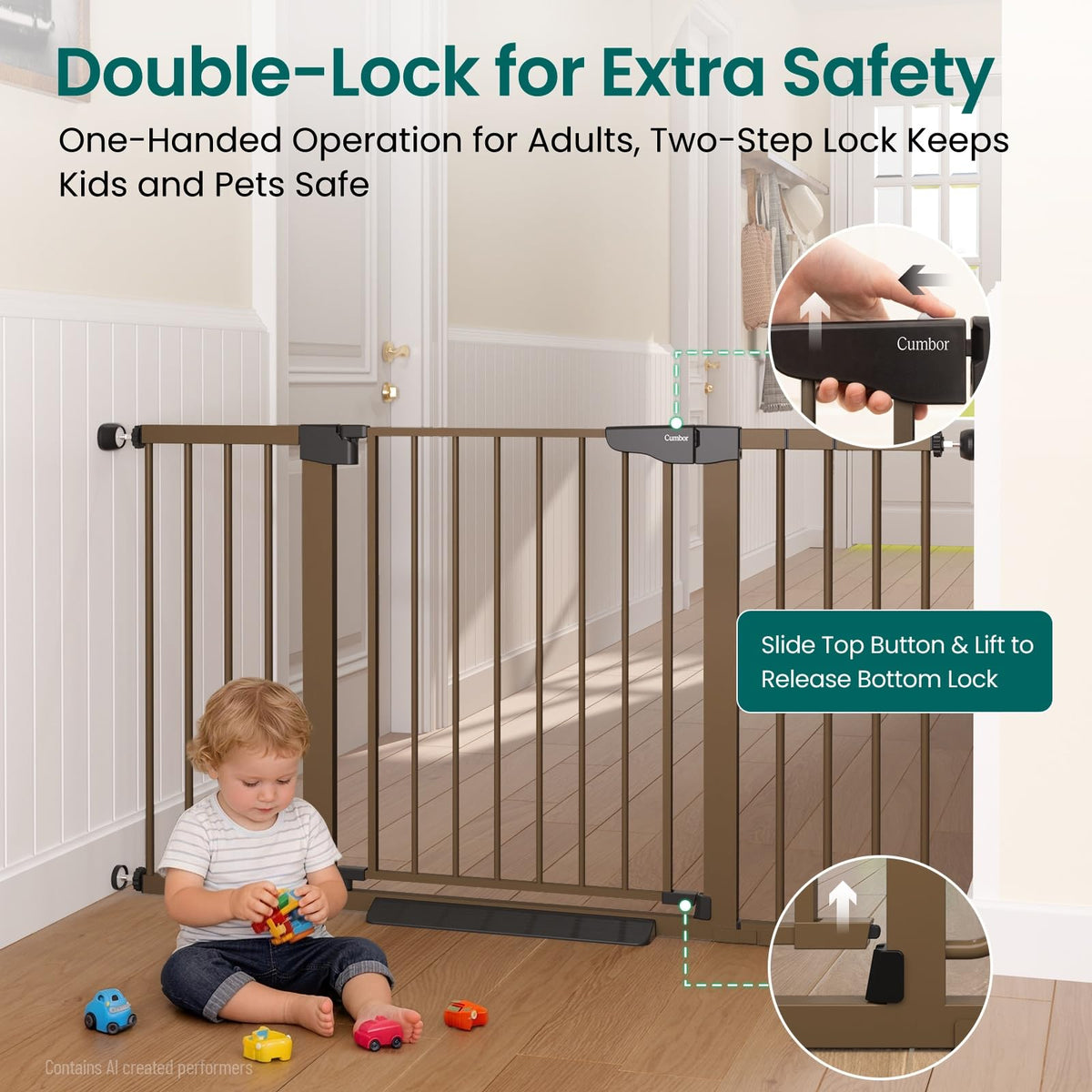 30 54" Extra Wide Baby Gate (Brown / 30"-54" W x 30.5" H)