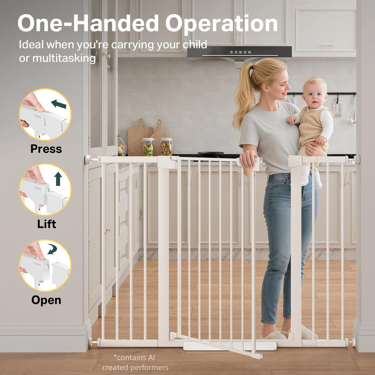 36 in Extra Tall Baby Gate for Stairs (White / 29.7-51.5"W x 36"H)