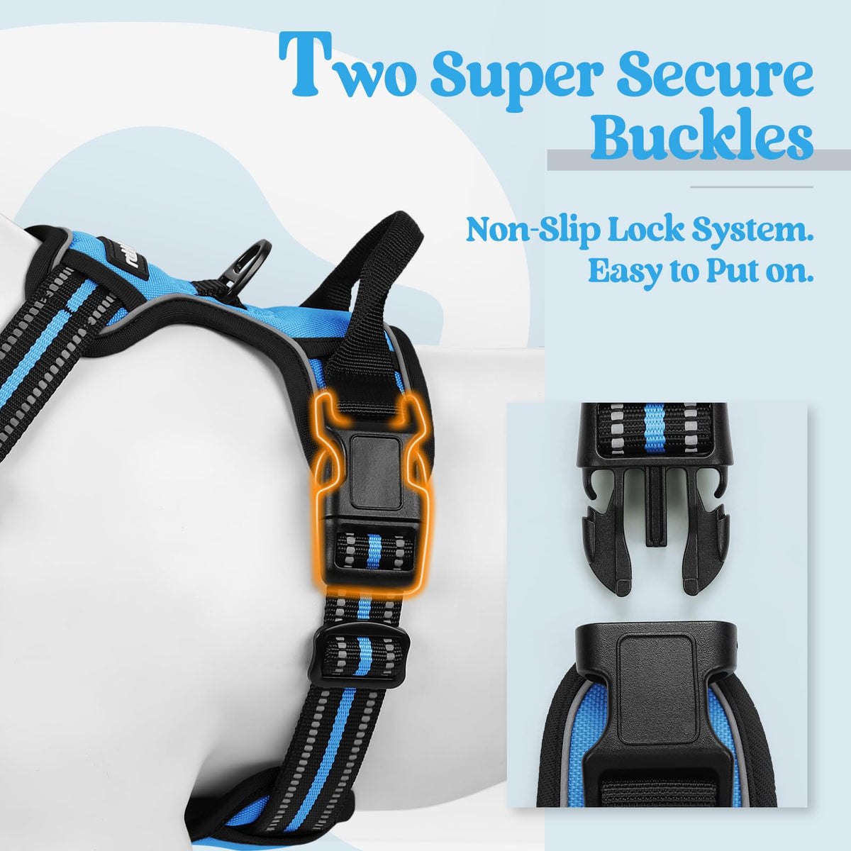 Dog Harness No Pull for Small Dogs with 2 Leash Clips (Small / Blue)