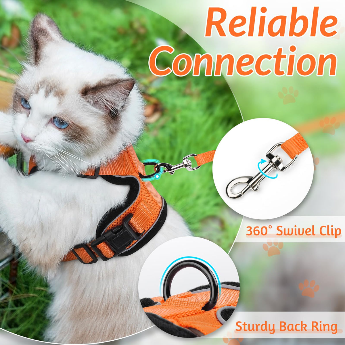 Cat Harness and Leash Set (Xs / Orange)