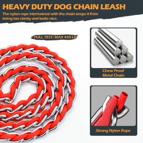 Chain Dog Leash (red / 7.25FT(80-200lb))