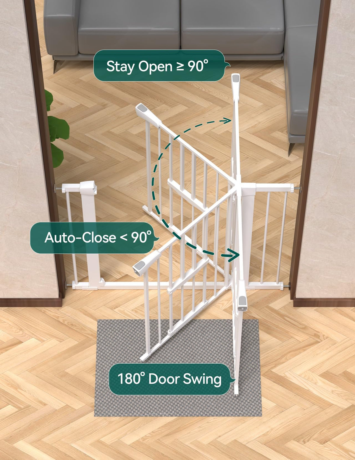 36" Tall Pet Gate with Cat Door (White / 29-40" Wide, 36" Tall)