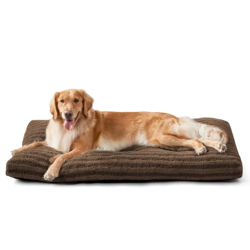 Washable XL Dog Bed for Extra Large Dogs (Dark Brown / 44.0"l x 32.0"w x 4"th)