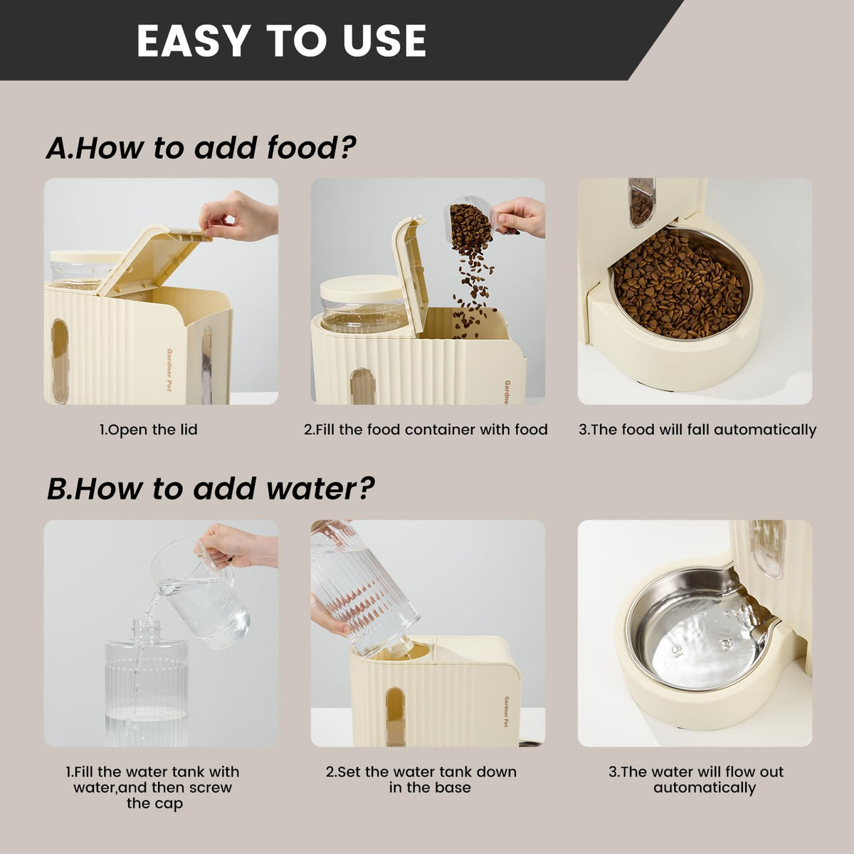 Gravity Automatic Cat Feeder (Large (0.8 Gallon x 2) / Beige)