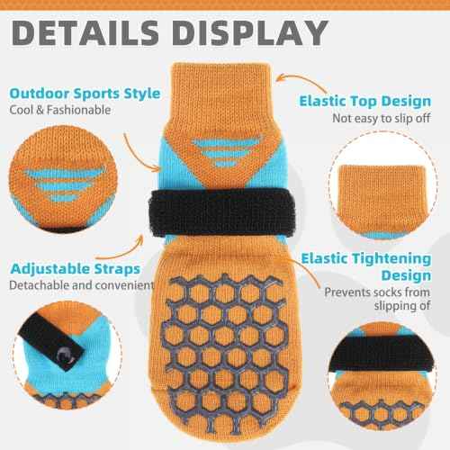 Dog Socks Shoes for Hot Pavement (Orange / Large(4 Pack))