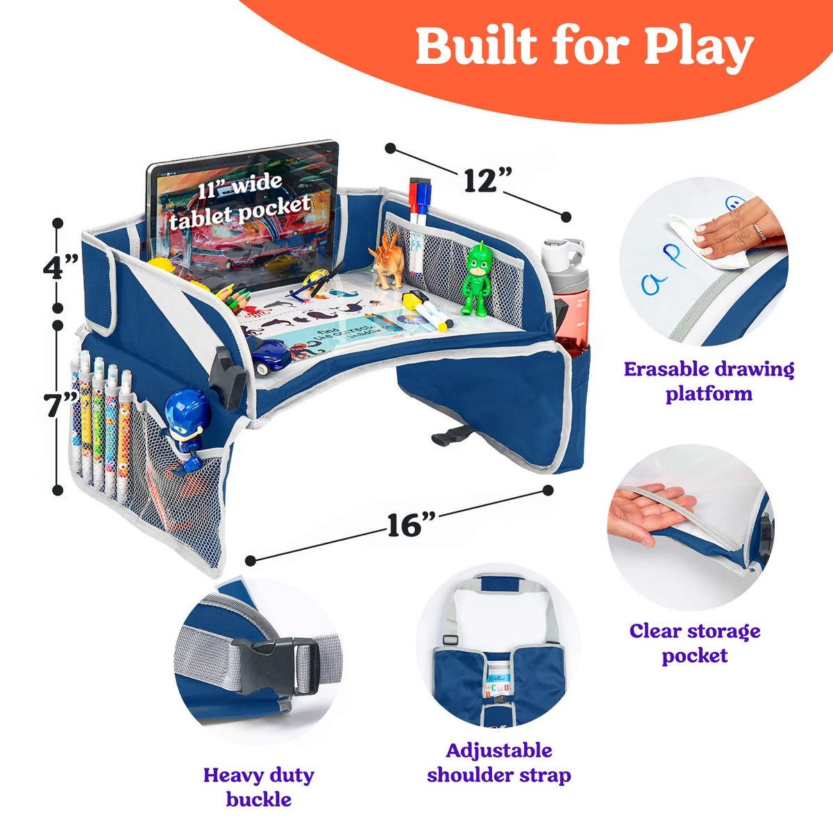 Kids Travel Tray for Car (Blue)