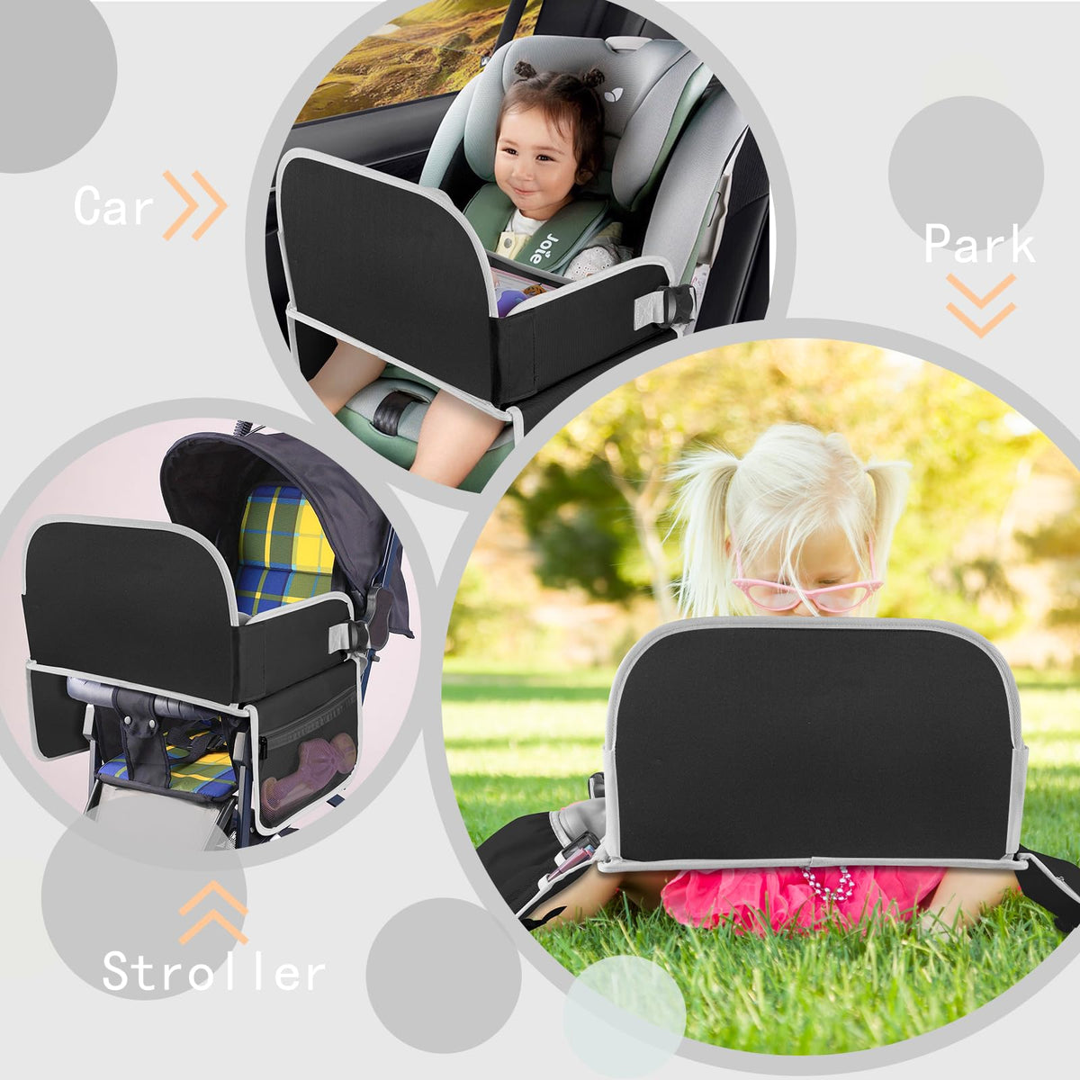 Kids Travel Tray for Car Seat (Zero Black)