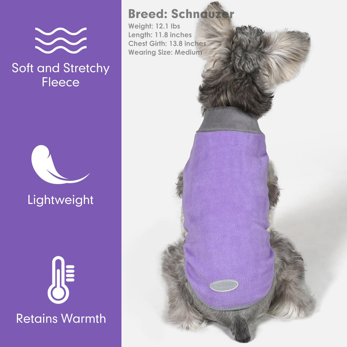 2 Pack Fleece Dog Sweater Pullover Lightweight Reflective Jacket (X-Large / Purple & Grey)