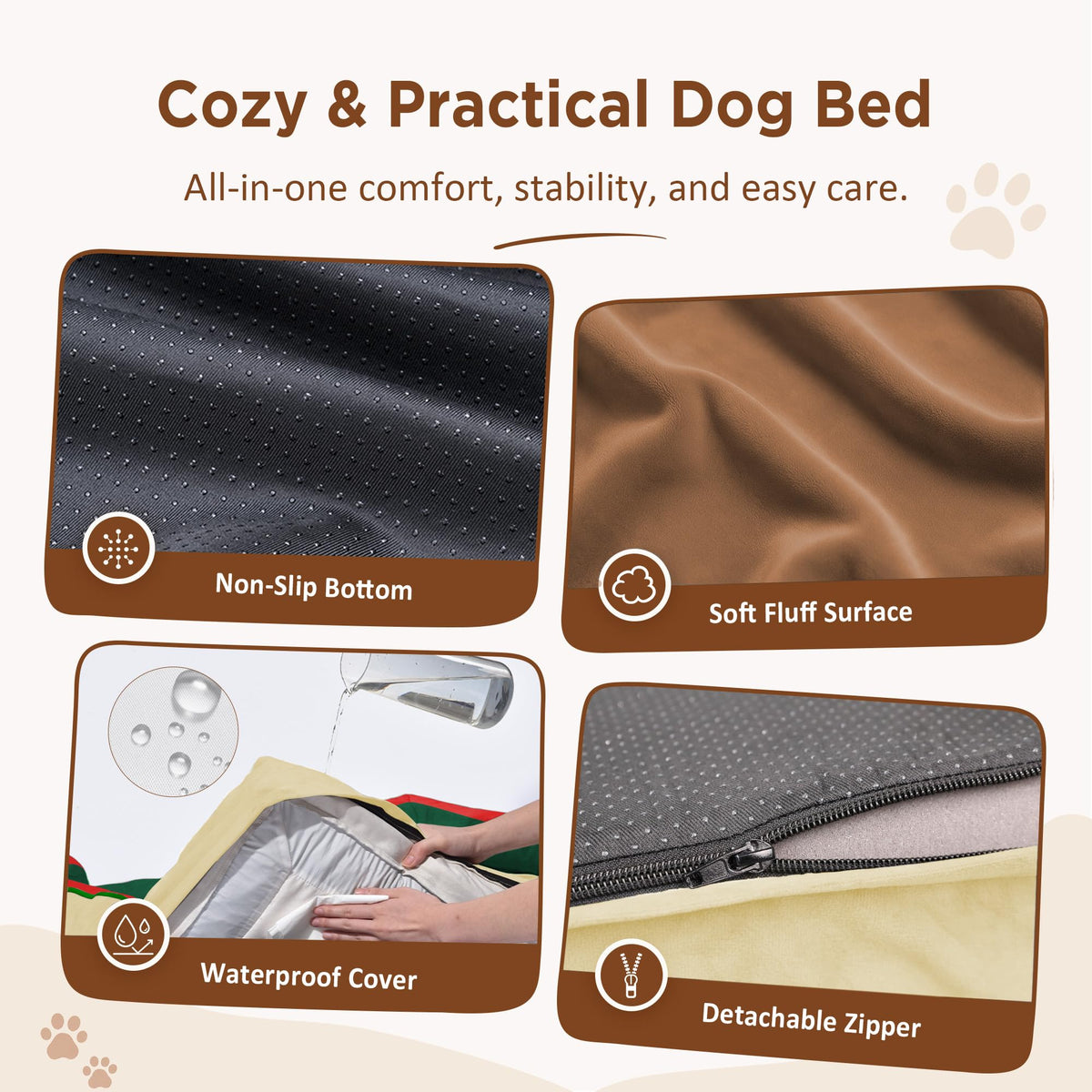 Orthopedic Dog Bed for Extra Large Dogs with Bolster (42.0"L x 30.0"W x 8.5"Th / Watermelon Mist)