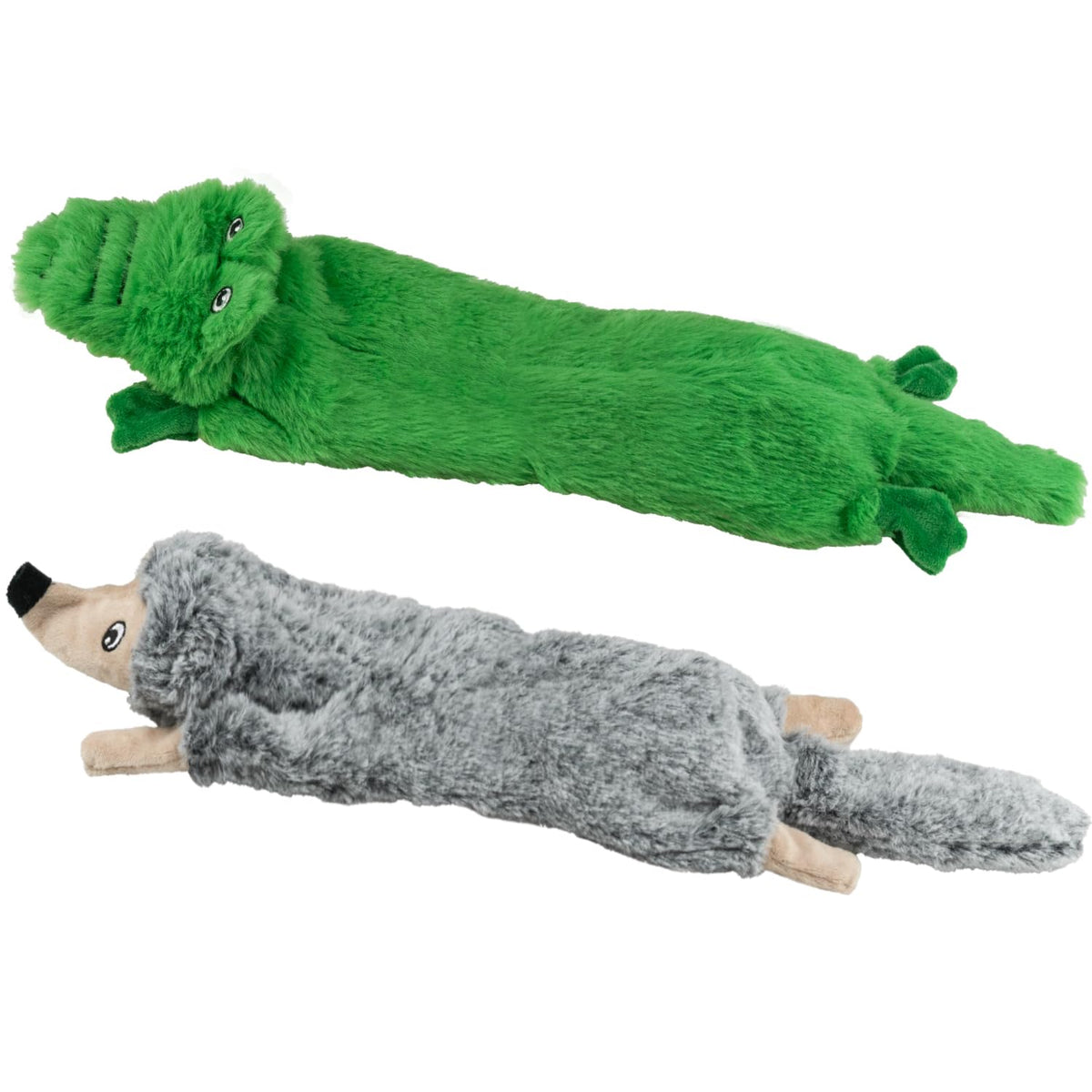 Dog Squeaky Toys No Stuffing 2 Pack (Medium / Fur Plush-2 Pack)