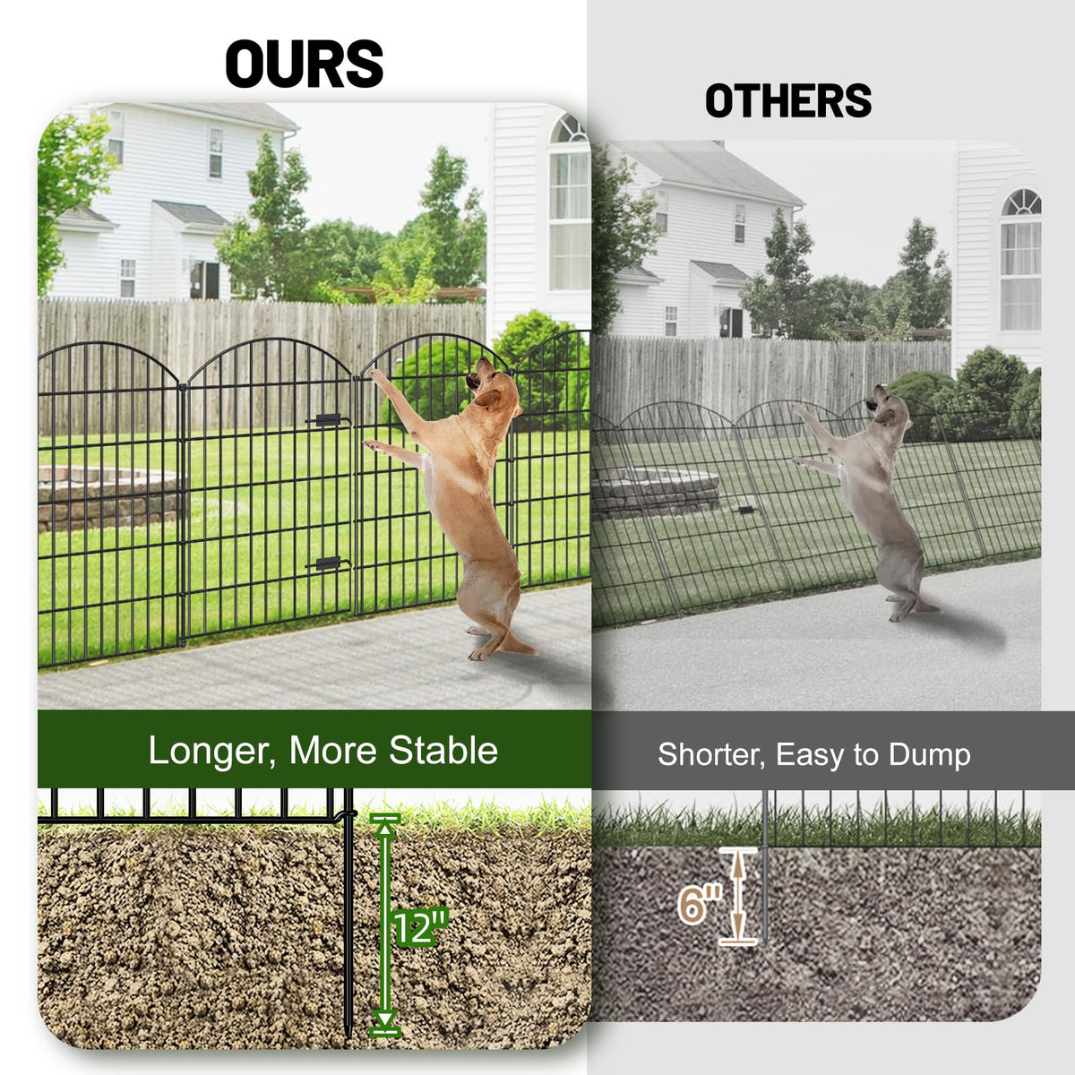Metal Garden Fence with Gate 42 in x 23.3 ft (42"Hx23.3ft (Gate+9Panels))