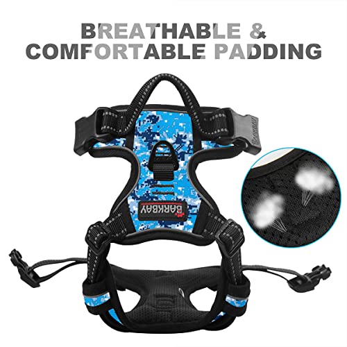 Dog Harness No Pull for Large Dogs Front Back Clips (Large(Chest:24.5-32.5") / Blue Camo)