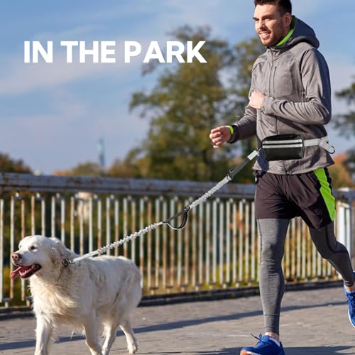 Hands Free Dog Leash with Pouch (Slivery)