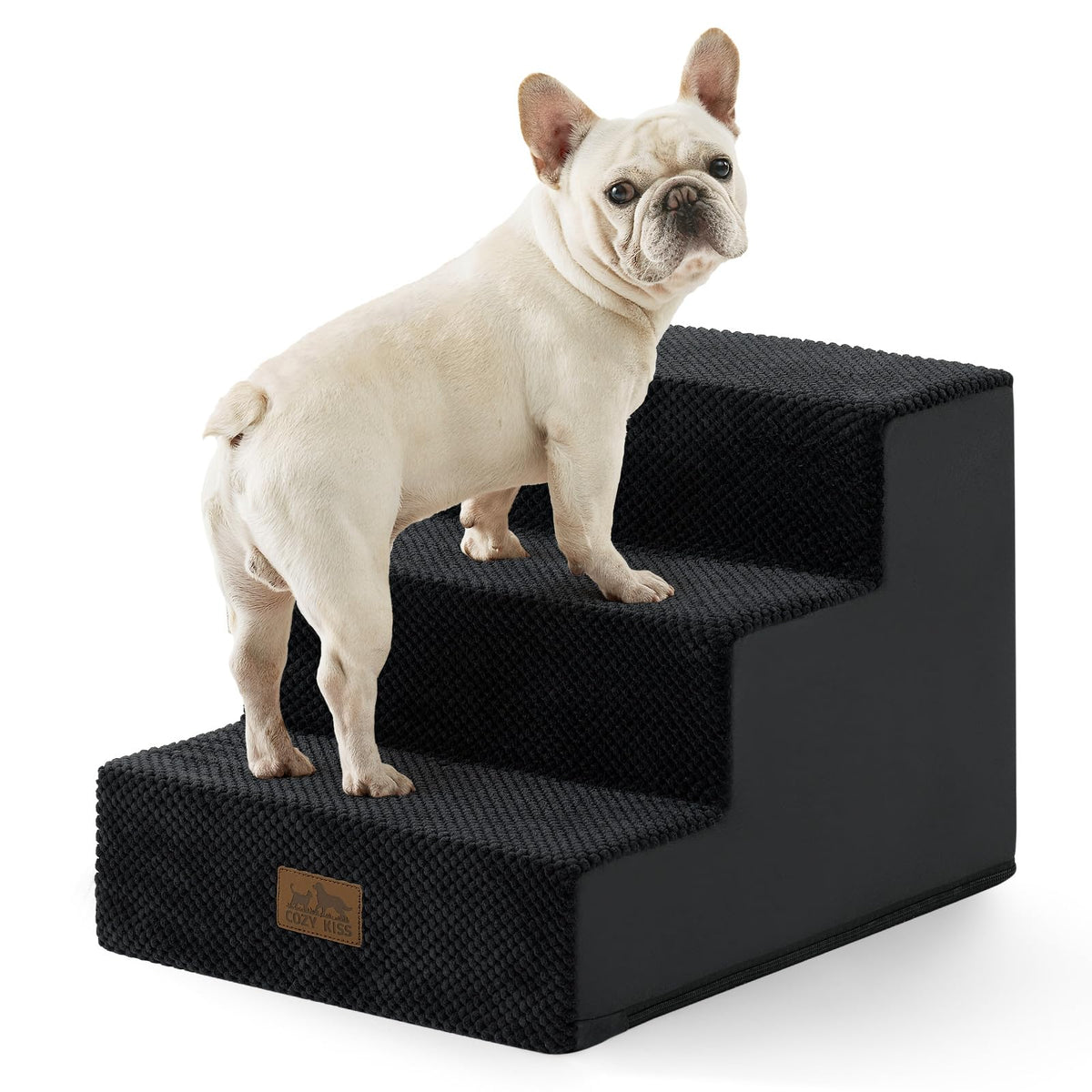 Dog Stairs for Small Dogs (Black / 15.7x17.7x13.7 inch)