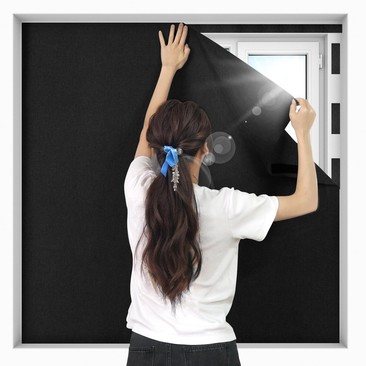 Blackout Window Cover (Black / 57"W x 157"L (Pack of 1))