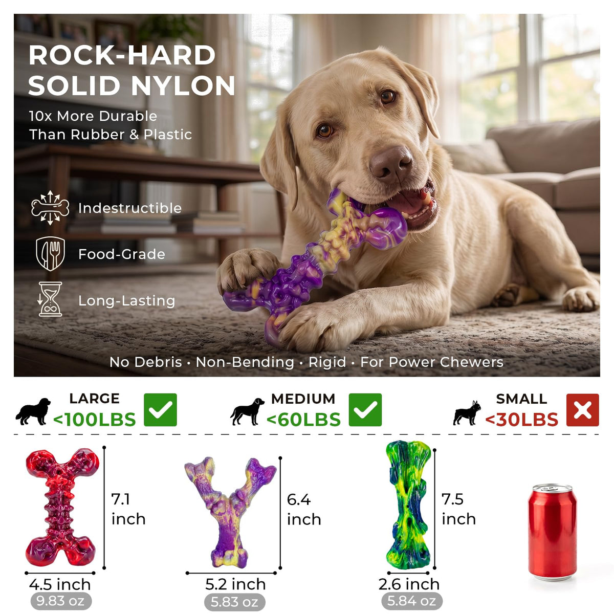 6-Pack Multi-Flavored Tough Dog Chew Toys for Aggressive Chewers