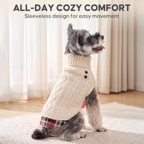 Dog Sweater for Small Dogs Turtleneck Thick Knit Pullover (Medium (7-13lbs) / 3# Beige)