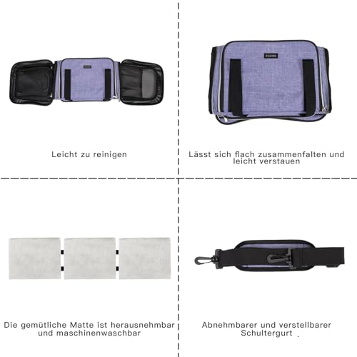 Expandable Cat Carrier with Travel Litter Box (Purple / Cat Travel Litter Box)