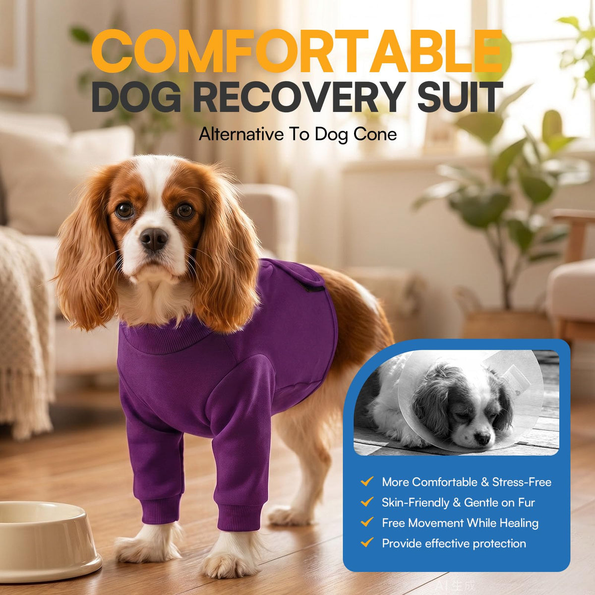 Recovery Sleeve for Dogs Front Leg (Large / Purple)