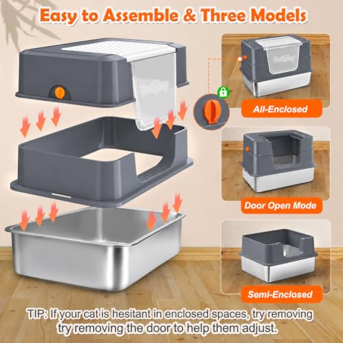 Stainless Steel Litter Box (Dark Gray)