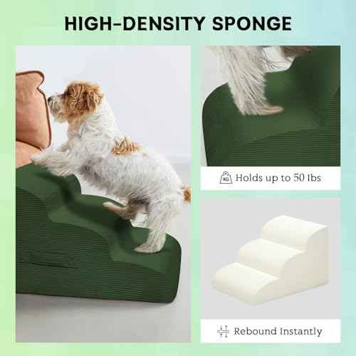 4 Step Dog Stairs Pet Ramp for High Beds (Green / 4-Step 20"H)