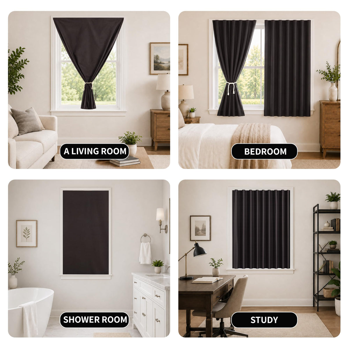 Adhesive Blackout Curtains for Blinds (Dark Coffee / 52"W x 84"H)