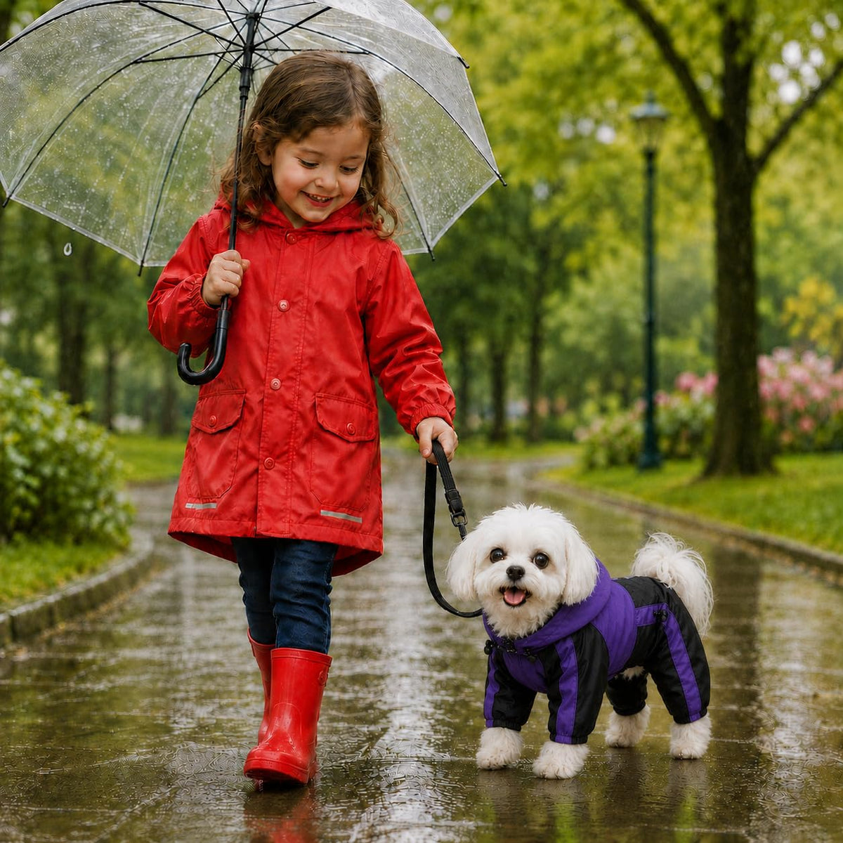 Welsh Corgi Dog Hooded Raincoat (D-S (for Dachshund) / Purple)