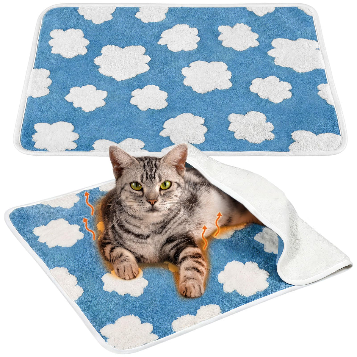2 Pcs Self Warming Cat Bed Heating Dog Pad Mat (24x18)