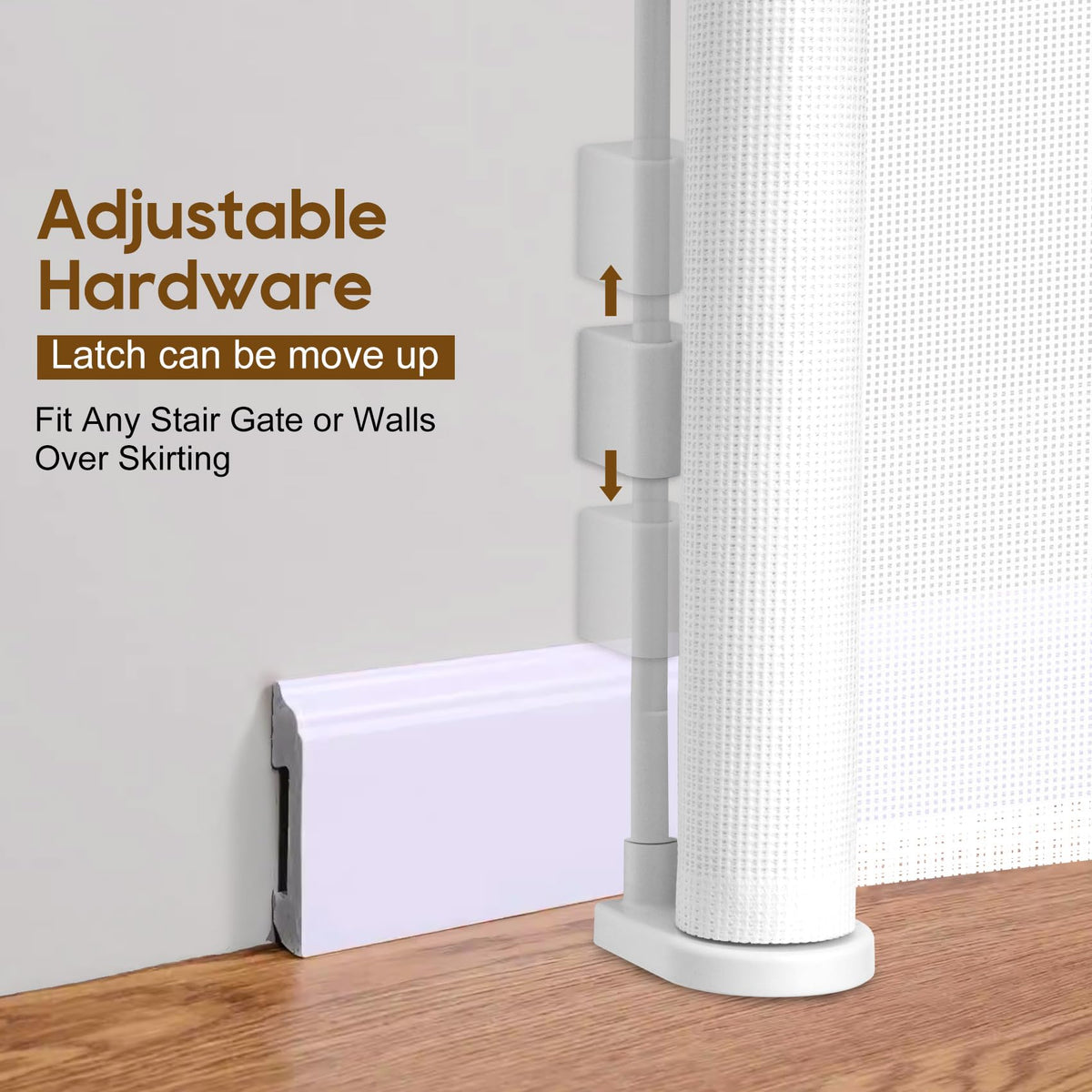 150 inch Reinforced Retractable Baby Gates 42 inch Tall (White / 42" Tall x 150" Wide)