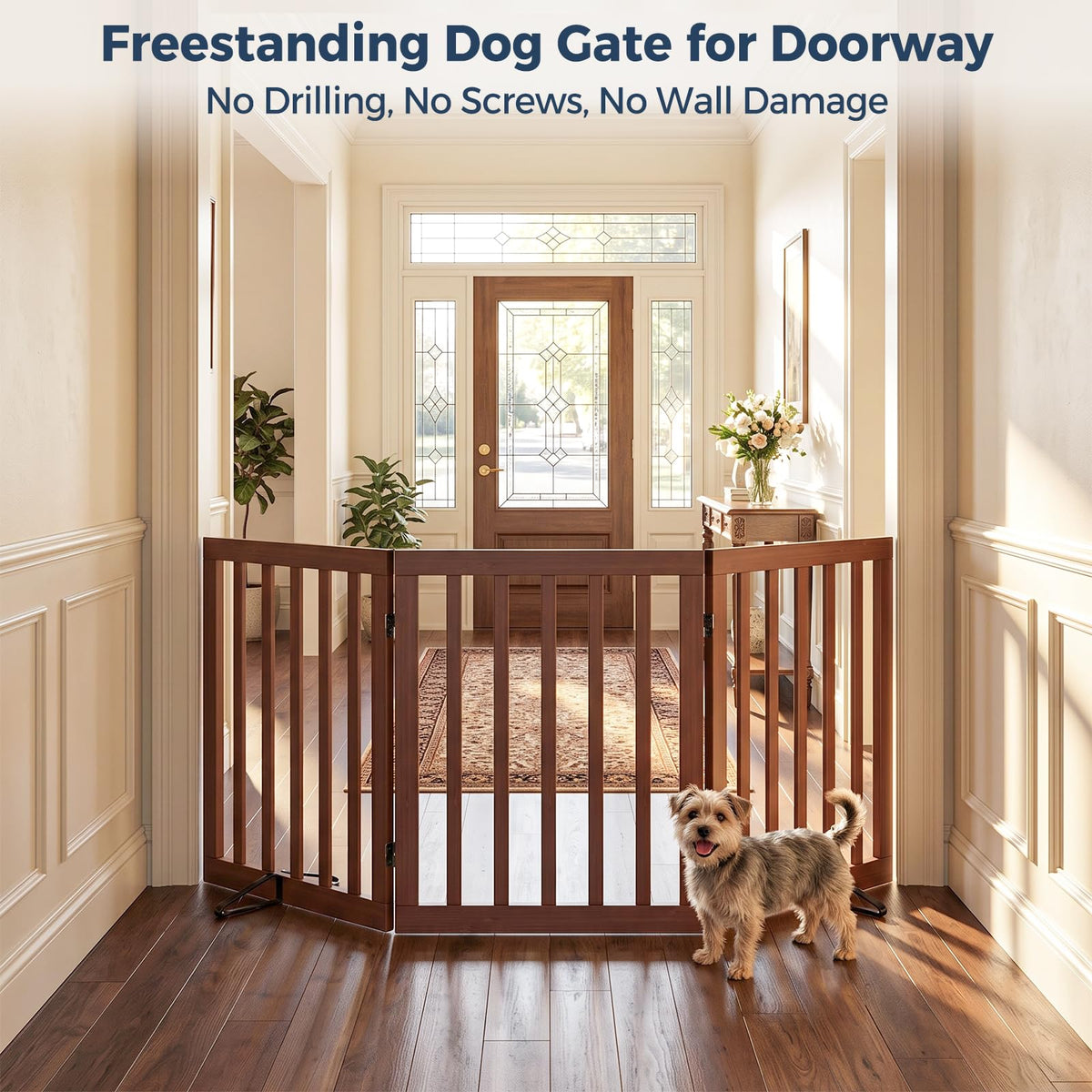 Dog Gate Indoor (Walnut / 56"Wx24"H, 3-Panel)