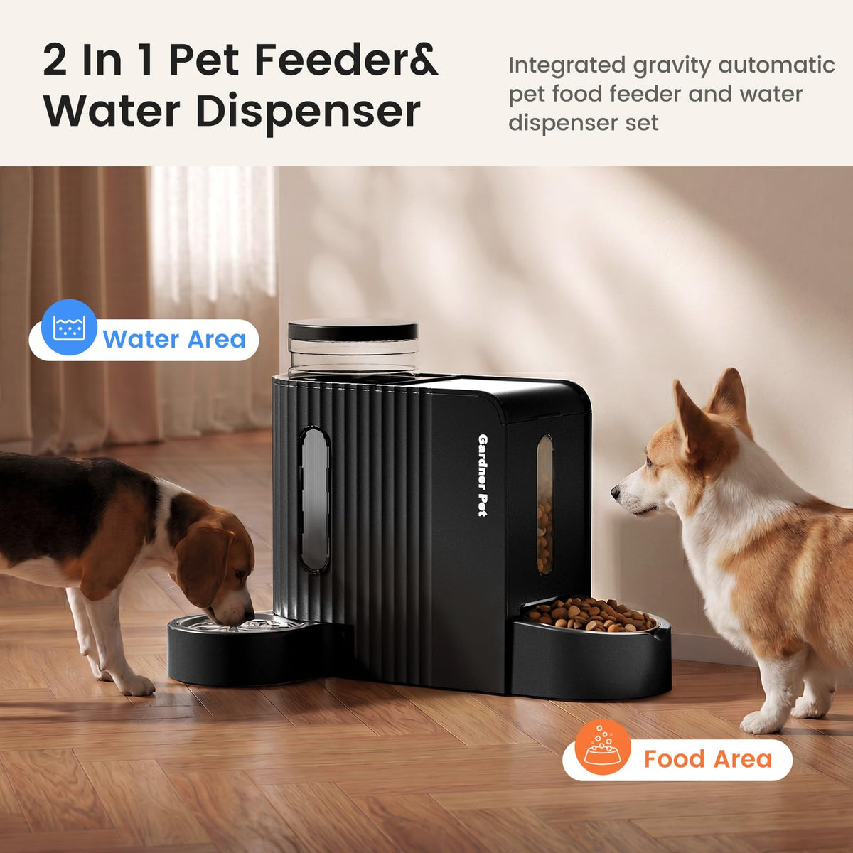 Gravity Automatic Cat Feeder (Extra Large（1.6 Gallons x 2） / Black)