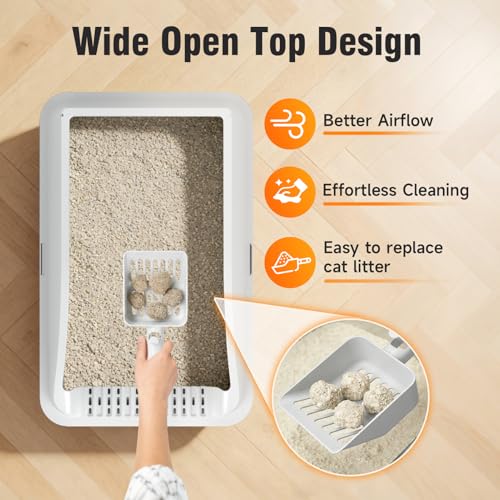 2PACK Stainless Steel Cat Litter Boxes XL Large Metal Pan Include Scoop (Light Grey)