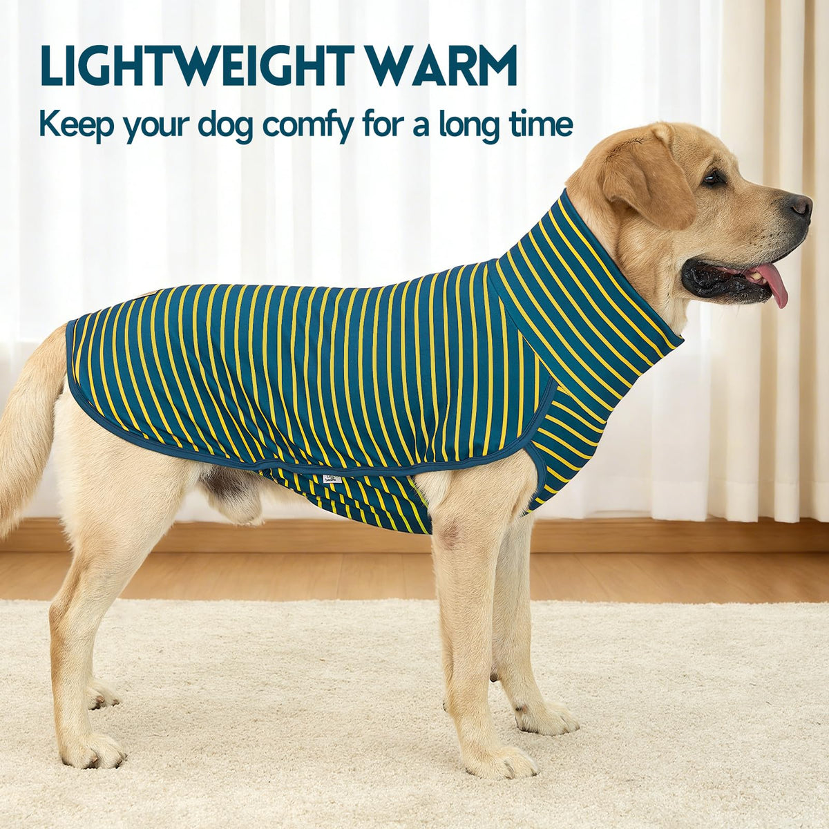 7XPUDAC 2 Pack Dog Sweater Fleece Vest Dog Sweatshirt Turtleneck Warm Stretchy Pullover Pet Clothes Cold Weather for Medium Large Boy Dogs (Small(Chest-21.3") / Stripe Blue)