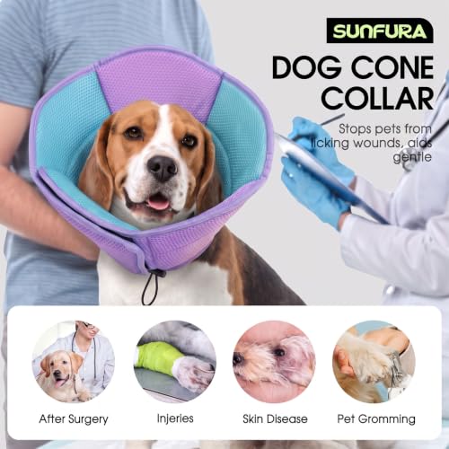 Dog Cones for Large Dogs Soft Dog Cone to Stop Licking (Purple Blue / X-Large)