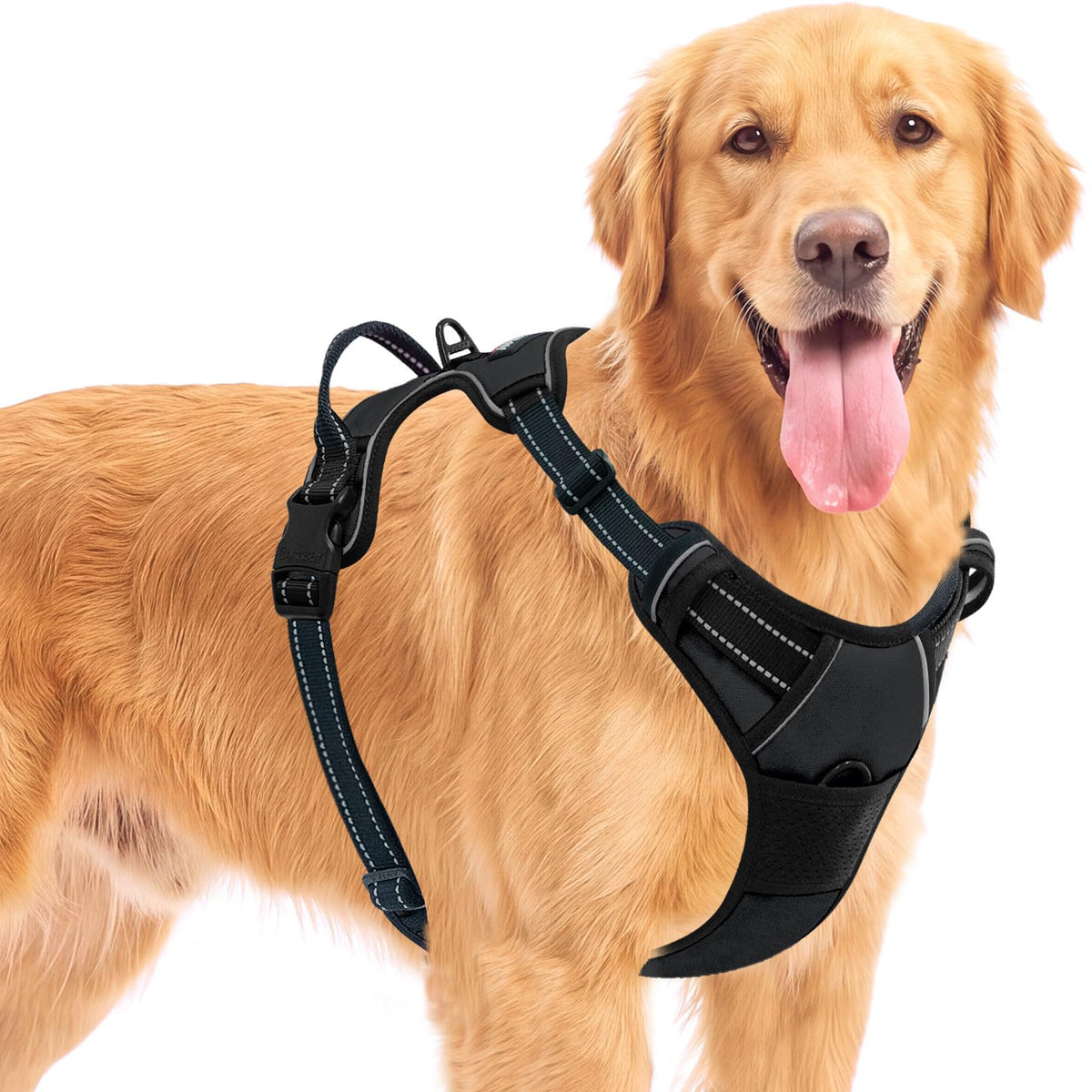 Dog Harness for Large Dog No Pull 2 Leash Clips Dog Vest (Black / Large)