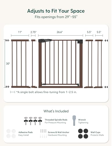 29 55" Extra Wide Baby Gate with Door (Brown / 30" Tall, 29-55" Wide)