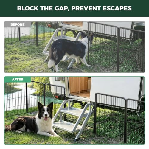 Rollick Dog Playpen with RV Step Grid for RV Camping (Black / 32"H)