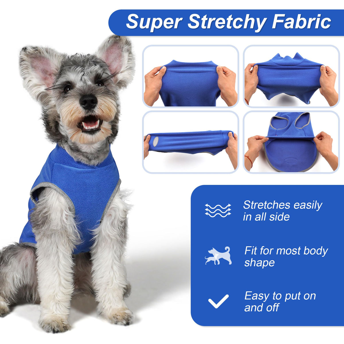 2 Pack Fleece Dog Sweater Pullover Lightweight Reflective Jacket (Small / Blue & Mist Blue)