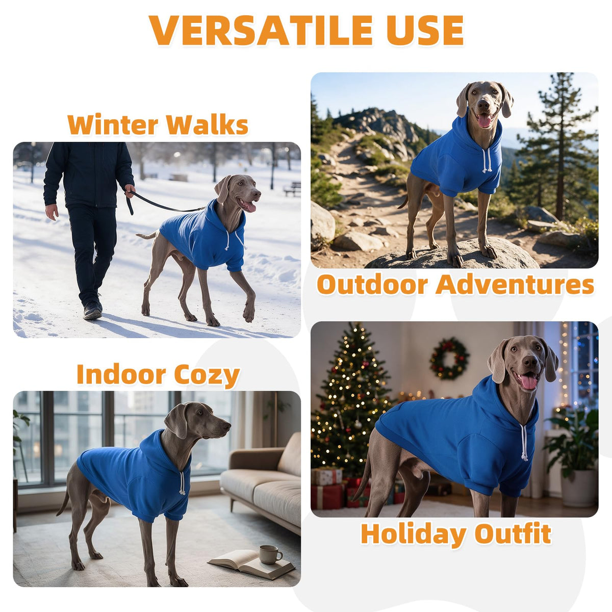 Dog Hoodie for Large Medium Small Dogs (Blue / X-Large/XX-Large)