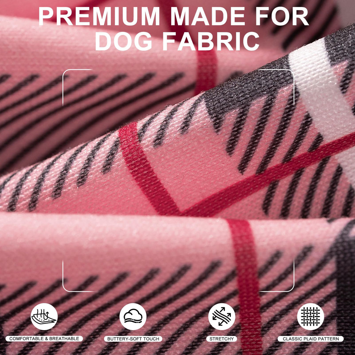 Plaid Dog Hoodie (Pink / S-Medium)