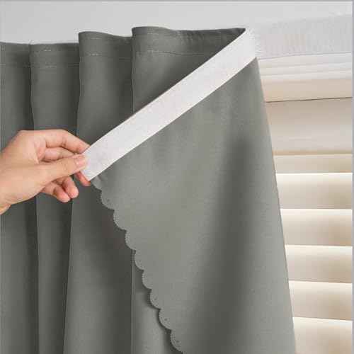 Self Adhesive Curtains (35"W x 59"L (Pack of 2) / Grey)