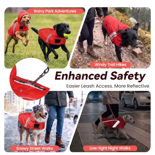 Dog Raincoat Wetoff Dog Rain Coat (Red / L (26"-30" chest girth))